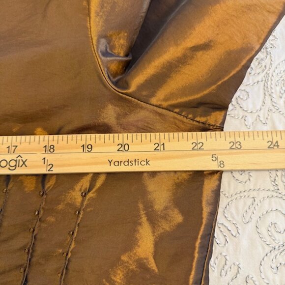 Coldwater Creek XL Shirt Top Brown Copper Beaded Embellished Long Sleeve Button - Picture 7 of 11